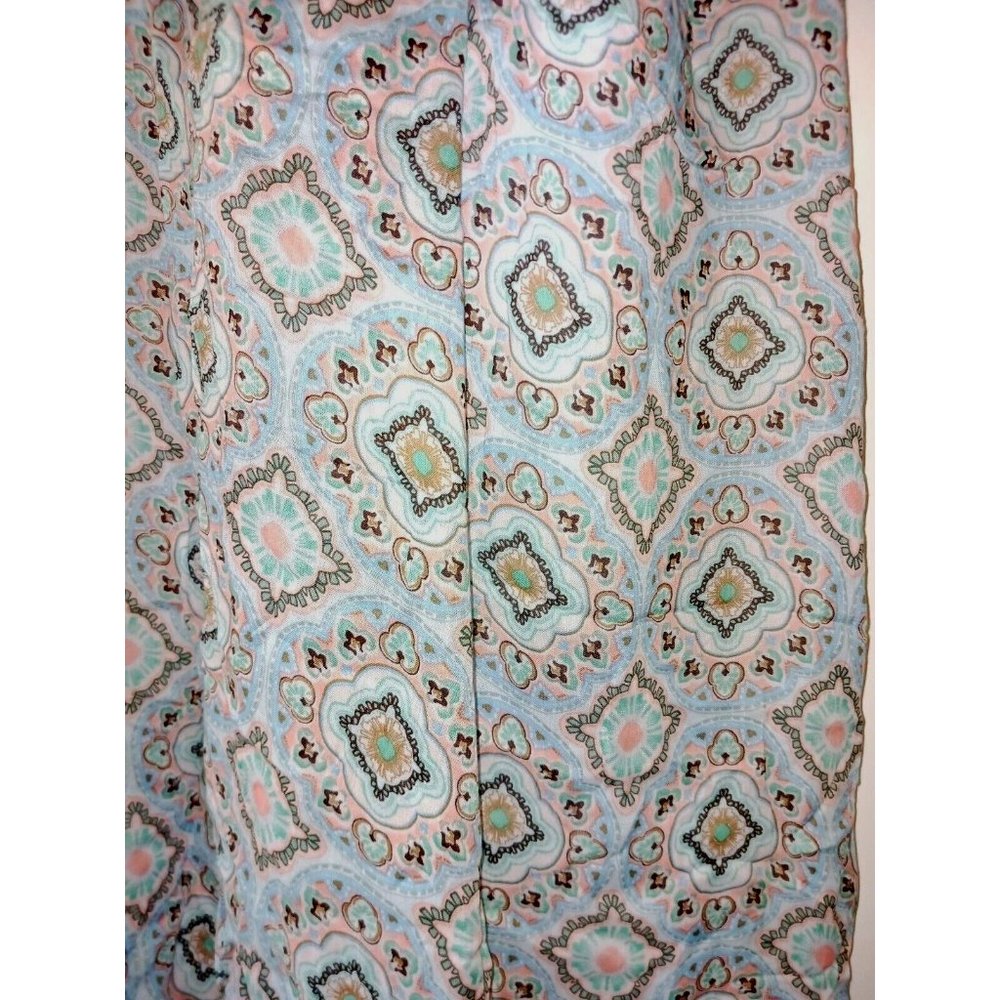 TALBOTS NWT Blue/Pink Geometric Print Lightweight Viscose Oblong Scarf w/Raw Hem - Picture 4 of 4